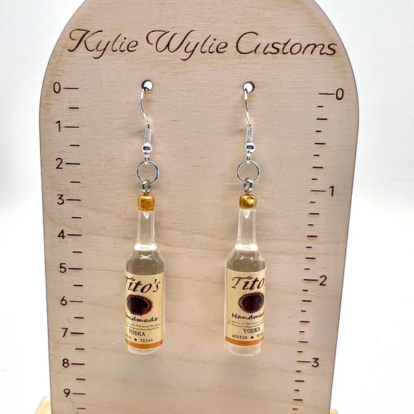 Tito’s Vodka Earrings - Alcohol Bottle Earrings - New Years Party Earrings - Picture 9 of 10